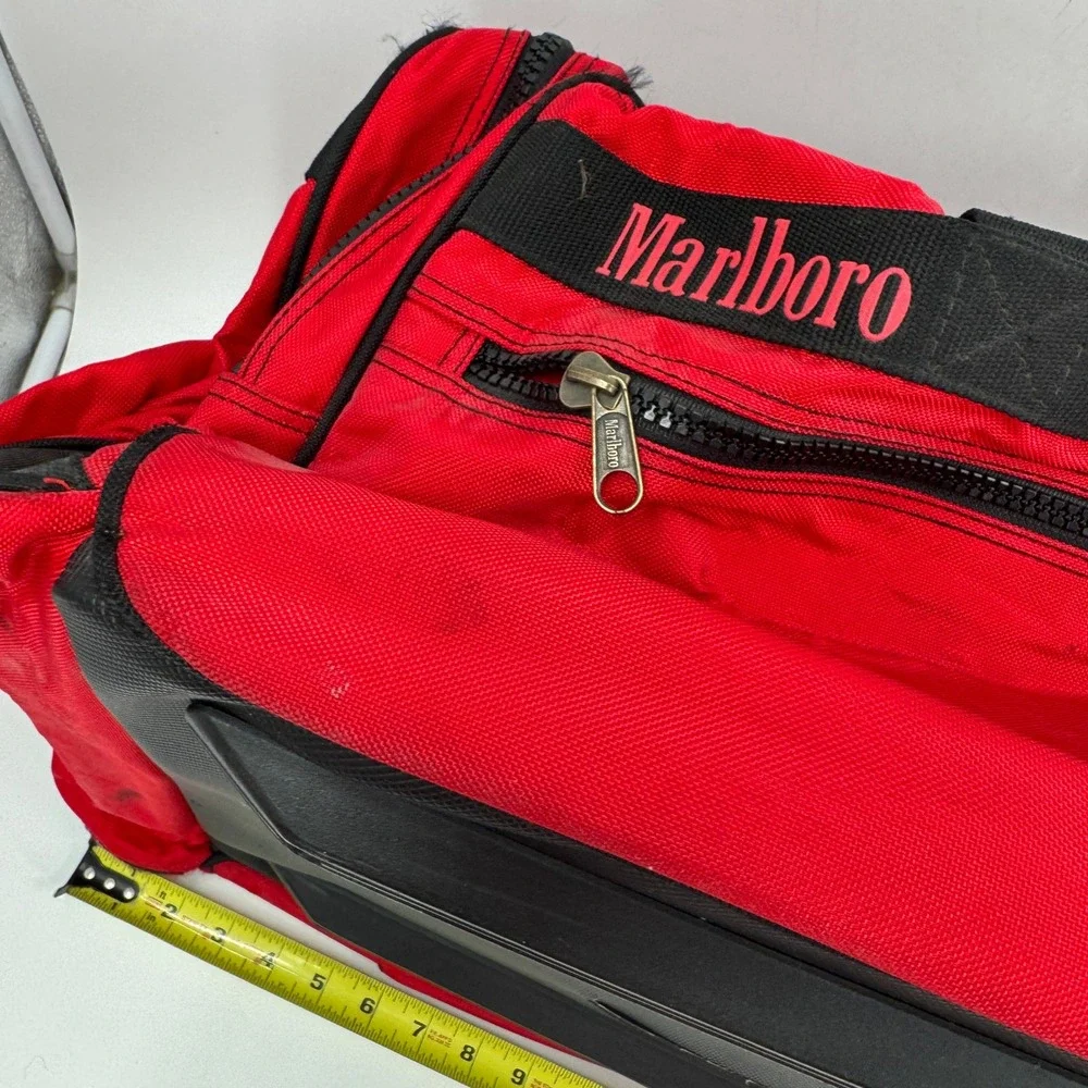 Vintage Marlboro‎ Adventure Team Red Rolling Duffel Bag Large Travel 30 Inch